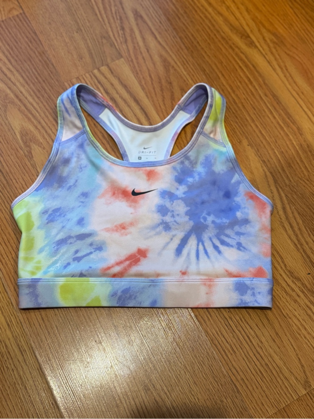 Nike Tie-Dye Dri-FIT Racerback Sports Bra - Blue, Orange, Yellow, Purple